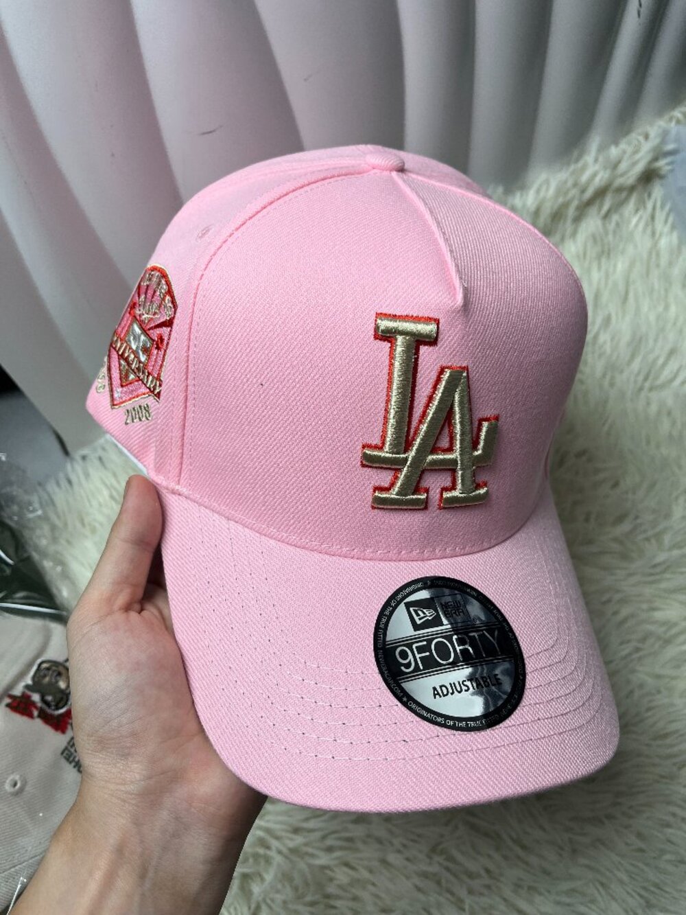 New Era LA Dodgers 9FORTY Pink Adjustable Side Patch Baseball Cap